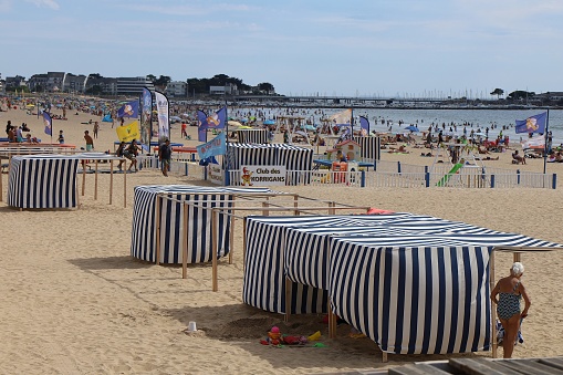 The beach along the atlantic ocean, town of Pornichet, Loire Atlantique department, France