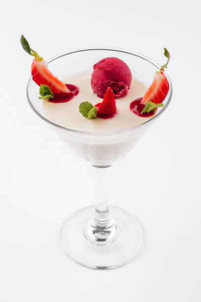 istock Italian dessert panna cotta with red fresh strawberries 1421548201