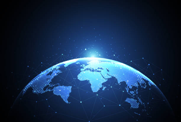 istock Global network connection. World map point and line composition concept of global business. Vector Illustration 1421548377