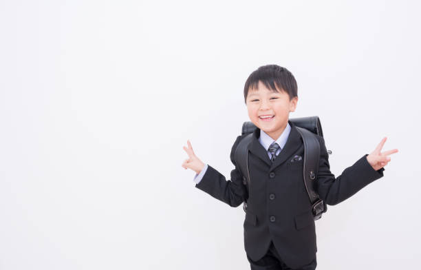istock Japanese boy carrying a school bag 1421549053