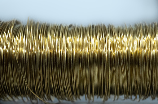 Close up view of brass wire used in jewelry