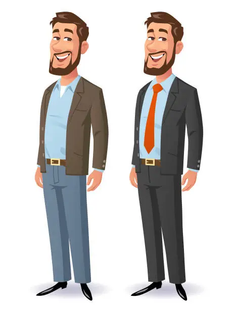 Vector illustration of Smiling Businessman With Beard