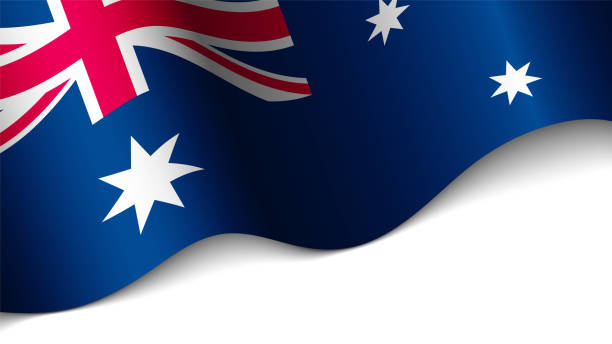 ilustrações de stock, clip art, desenhos animados e ícones de eps10 vector patriotic background with the colors of the flag of australia. - flag gear international landmark cooperation