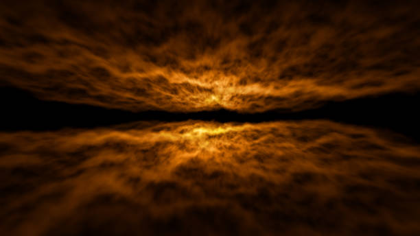 istock 3D illustration of travelling forward through a golden glowing nebula 1421556383