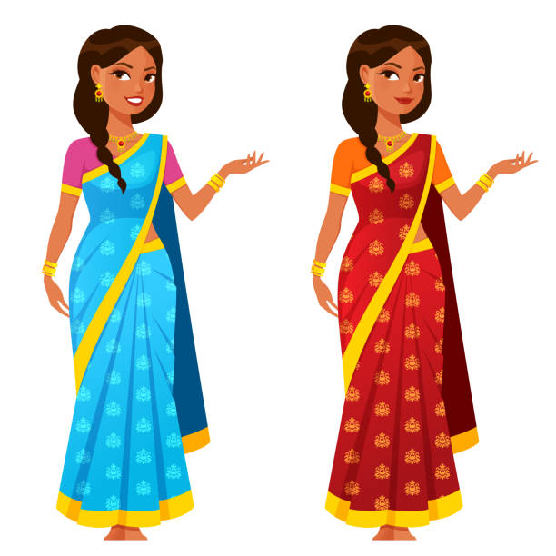 Indian Woman Red Sari Cartoons Stock Photos, Pictures & Royalty-Free Images  - iStock