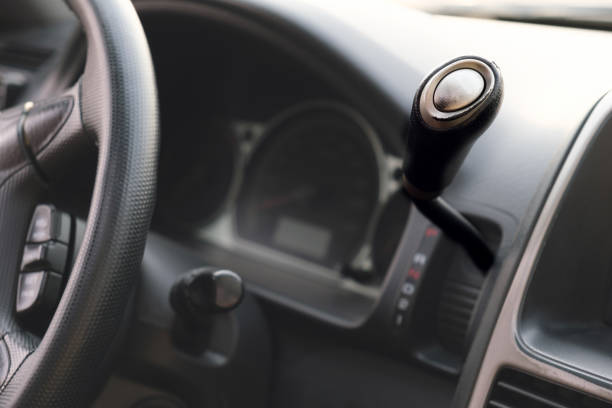 istock Shift lever of the automatic transmission on the wheel. 1421559250