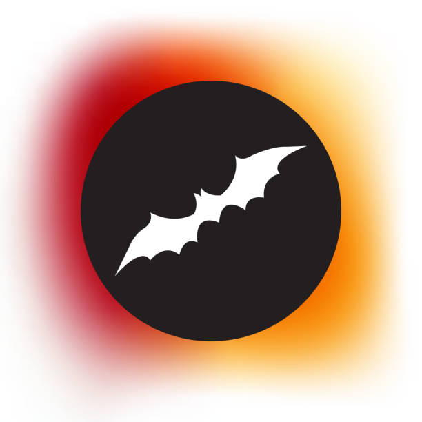 ilustraciones, imágenes clip art, dibujos animados e iconos de stock de vector bruja luna, icono de murciélago, símbolo de signo sobre fondo blanco. estilo de diseño plano. - bat moon outdoors nature