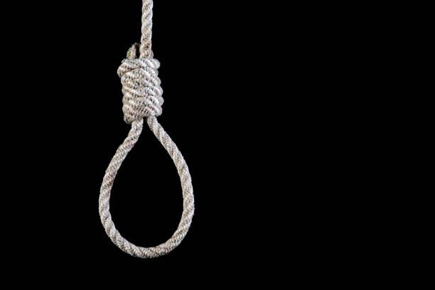istock Hangmans Noose Isolated Against a Black Background 1421559392