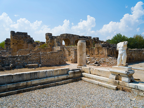 The ancient (2nd Century B.C.) city of Aphrodisias, dedicated to the goddess of love Aphrodite, was a Hellenistic city which also flourished under Roman and Byzantine rule. Aphrodisias today is in the Aegean region of Turkey.