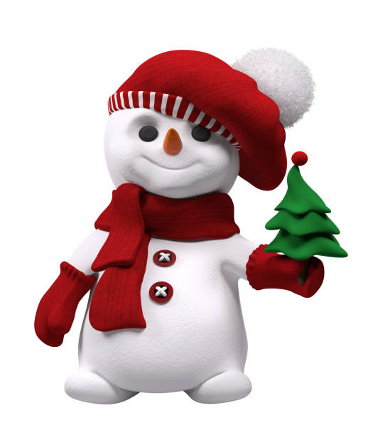 istock Snowman with new year tree in hand isolated 3d rendering 1421570125