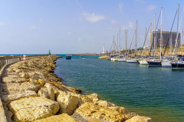 View of the city pier with yachts, Ashkelon, Israel