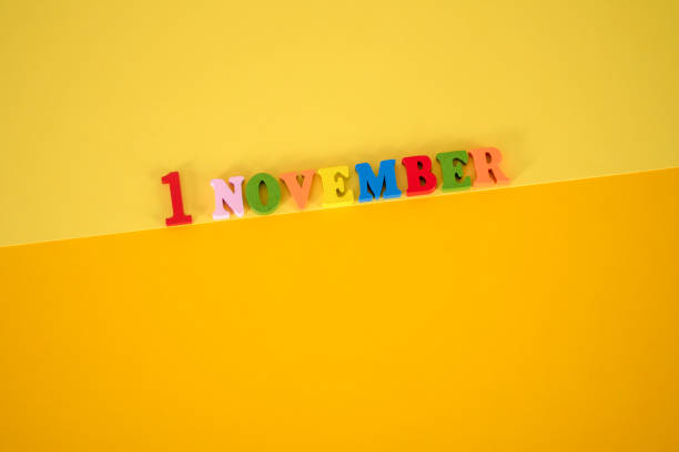 istock November 1st. Image of november 1 calendar on yellow background. Empty space for text 1421572530
