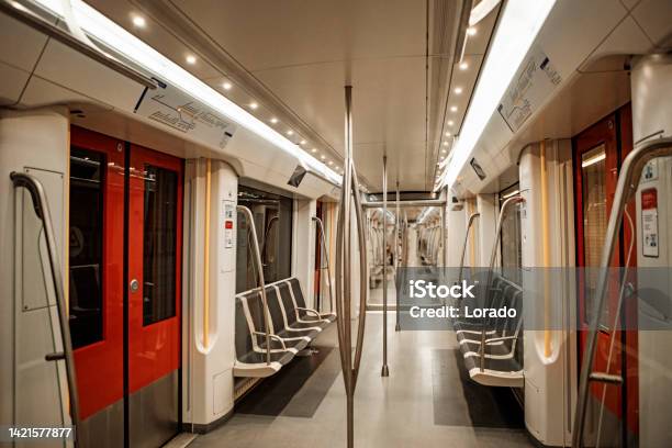 Empty Commuter Train In Amsterdam Stock Photo - Download Image Now - Subway, Railroad Car, Vehicle Interior