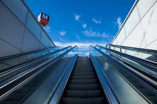 A train station escalator