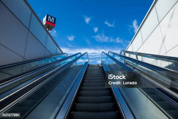 A Train Station Escalator Stock Photo - Download Image Now - Amsterdam, Subway, Moving Up