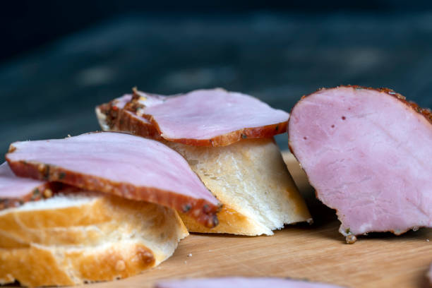 istock sliced boiled pork fillet meat, close up 1421581648