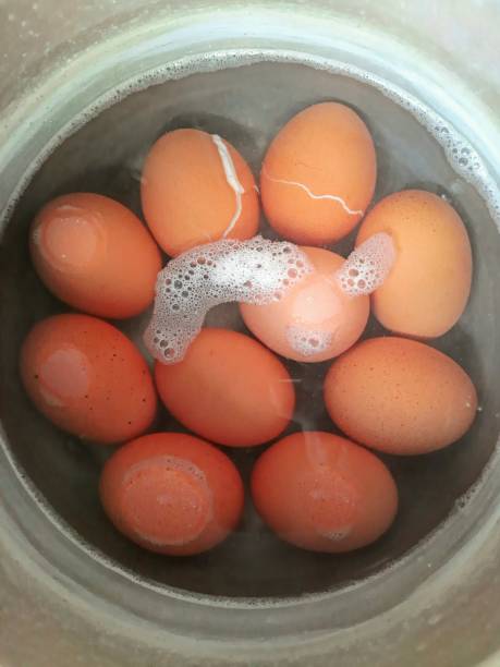istock Cooking Boiled egg - food preparation. 1421584579