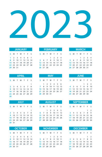 stockillustraties, clipart, cartoons en iconen met calendar 2023 - symple layout illustration. week starts on sunday. calendar set for 2023 year - april 2023