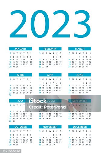 istock Calendar 2023 - Symple Layout Illustration. Week starts on Sunday. Calendar Set for 2023 year 1421586548