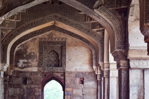 istock Mughal Architecture inside Lodhi Gardens, Delhi, India, Beautiful Architecture Inside the The Three-domed mosque in Lodhi Garden is said to be the Friday mosque for Friday prayer, Lodhi Garden Tomb 1421587981