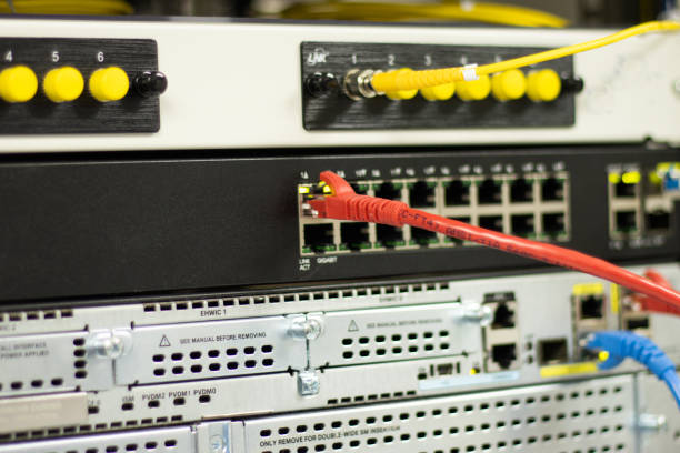istock The network cables to connect the port of a switch to connect internet network, concept Communication technology 1421589976