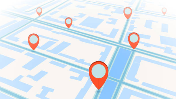istock Abstract automobile map of the area with colored markers. Autonavigator, route. EPS 10. 1421591870