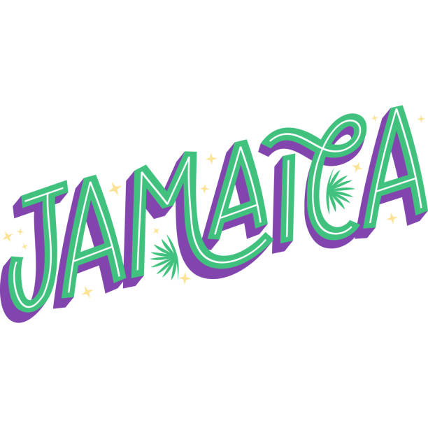 bildbanksillustrationer, clip art samt tecknat material och ikoner med colorful lettering caribbean location set vector illustration. - welcome to jamaica