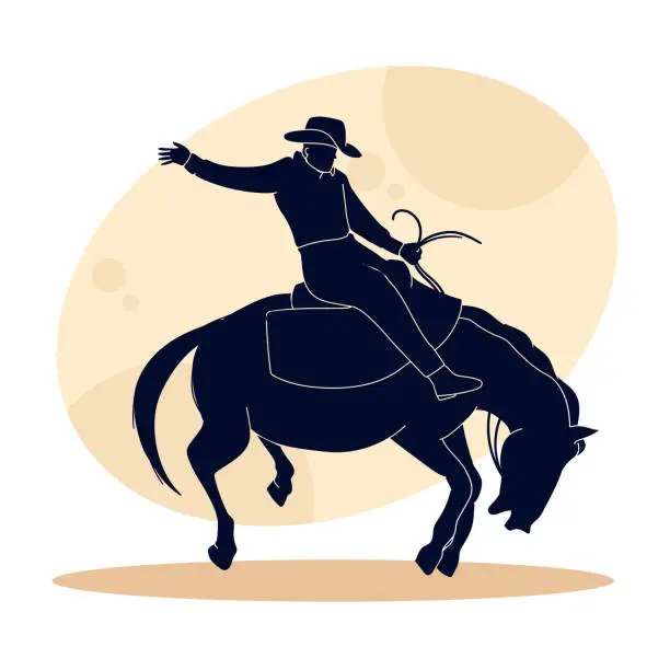 Vector illustration of Flat design cowboy silhouette Vector illustration.