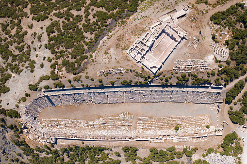 Ruin of amphitheater in ancient Lycian city Patara. Turkey