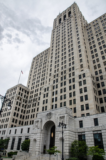 Building Criminal Justice Services and New York State Liquor Authorization in Albany during summer day