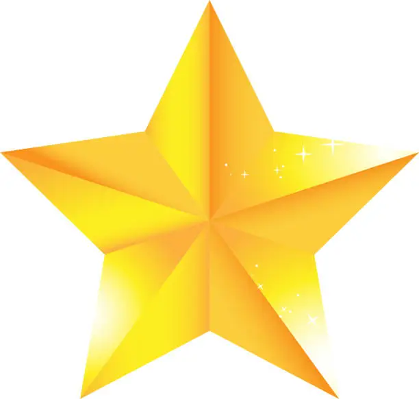 Vector illustration of Golden single star for games, casino and apps