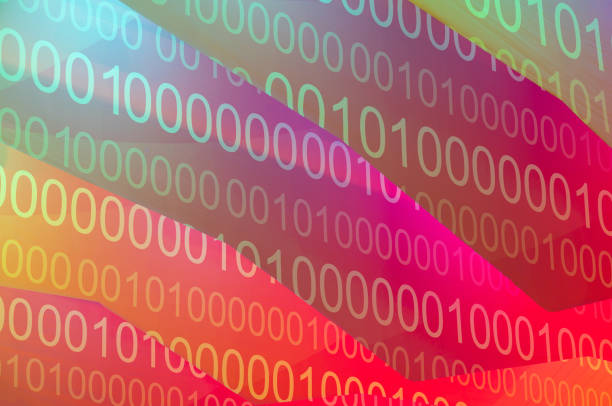 colored 0 and 1 digital background - binary code close up computer data imagens e fotografias de stock