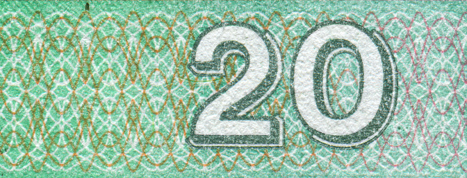 Number 20 Pattern Design on Banknote