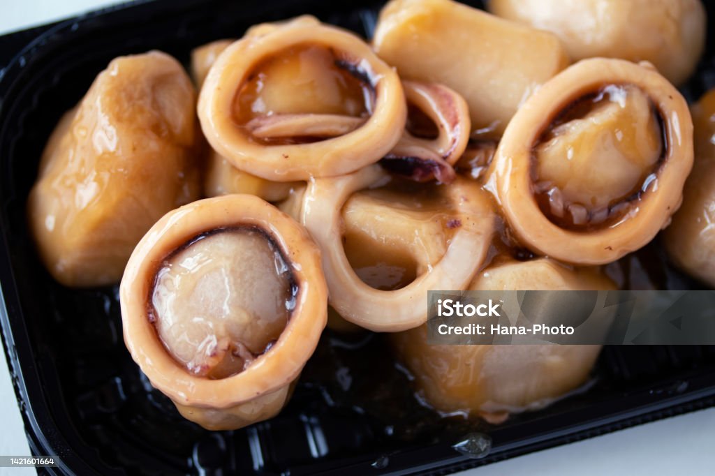 Simmered Squid And Taro Stock Photo - Download Image Now - Arum Family