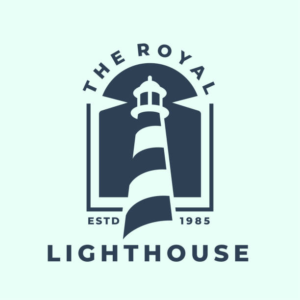 ilustrações de stock, clip art, desenhos animados e ícones de royal lighthouse harbor icon - lighthouse nautical vessel symbol harbor