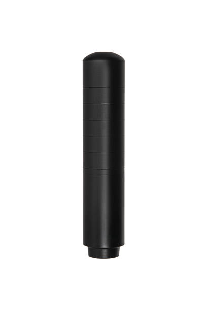istock Black silencer for weapons. Suppressor that is at the end of an assault rifle. Isolate on a white background. 1421609759