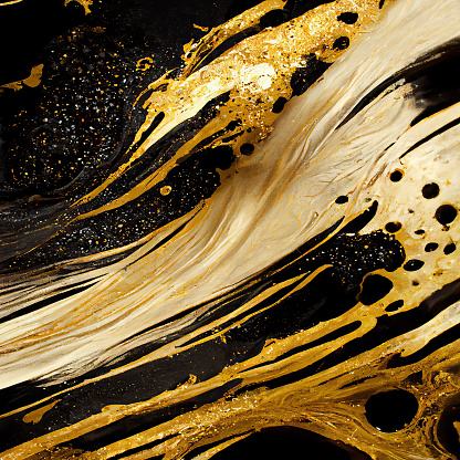 Digitally generated abstract background of liquid gold pattern.
