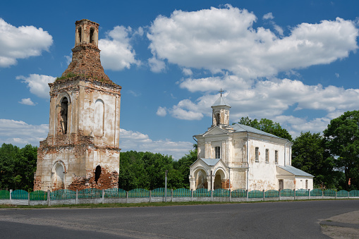Old ancient catholic church of St Peter and Paul in Novodevyatkovichi, Slonim district, Grodno region, Belarus.