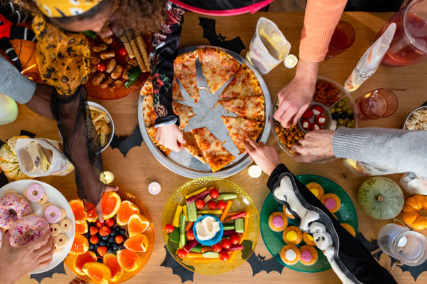 a tasty halloween buffet - holiday autumn season halloween imagens e fotografias de stock