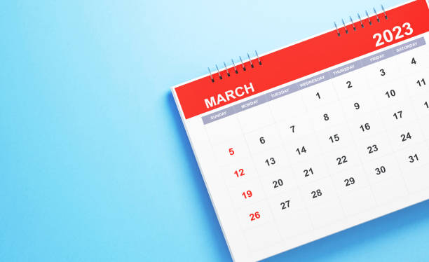 istock 2023 March Calendar On Blue Background 1421612773