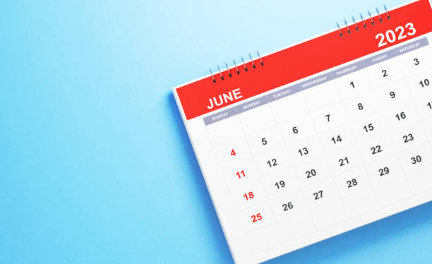 istock 2023 June Calendar On Blue Background 1421613021