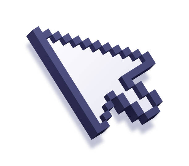 Computer Cursor Mouse Pointer 3D computer cursor mouse pointer pixel design element. computer settings screen stock illustrations