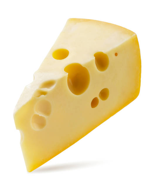 istock Cheese triangle close-up on a white background. Isolated 1421620808