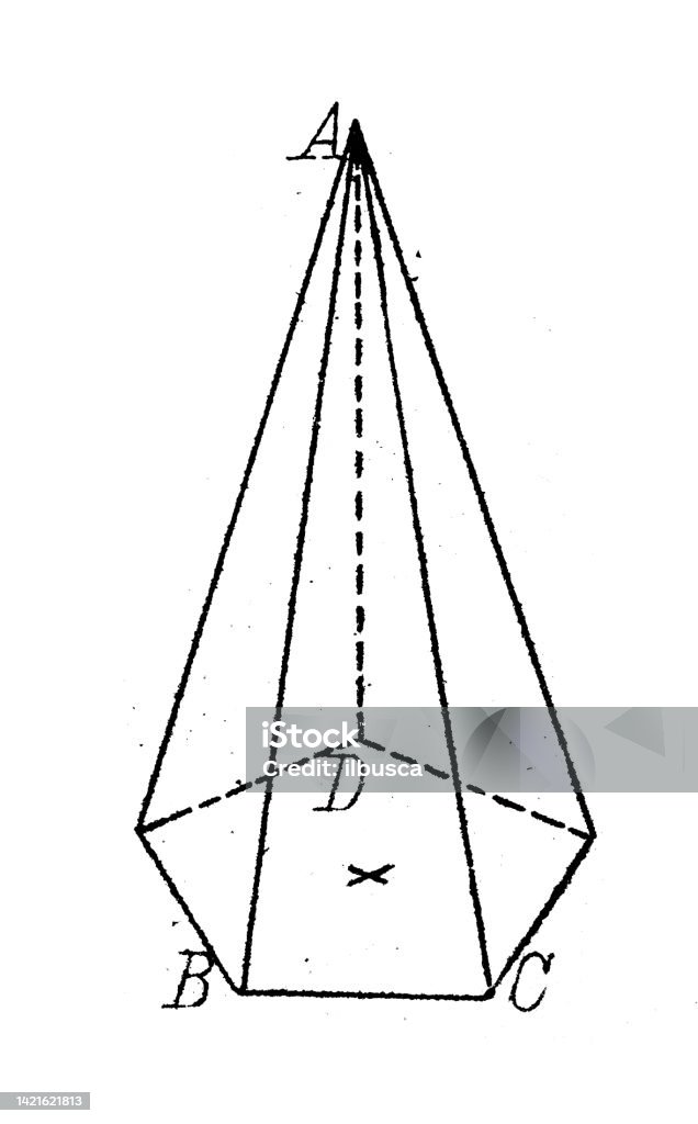 Stereo Pyramid Antique Illustration Mathematics And Geometry Stereometry Pyramid Stock ...