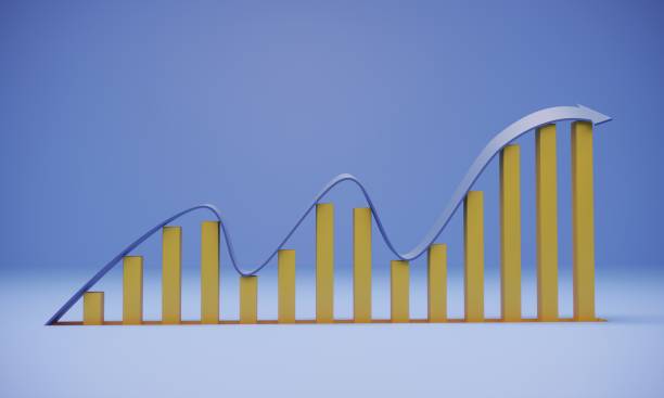 Growing bar graph stock photo