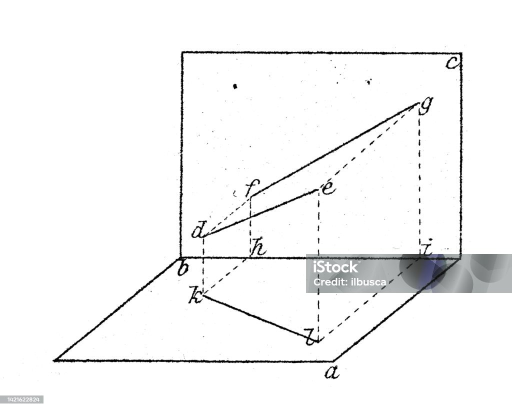 Antique Illustration Mathematics And Geometry Projections And ...