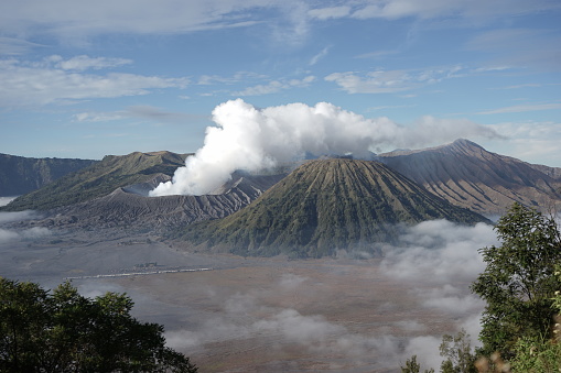 Bromo volcano view from seruni point at the morning, bromo volcano view at the morning