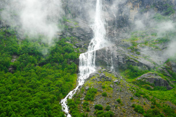 istock Waterfalls in the valley approaching Briksdal Glacier in Norway. 1421623928