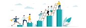 istock business mentor helps improve, holding stairs steps, mentorship, upskills, climb help, self development strategy flat. 1421625509