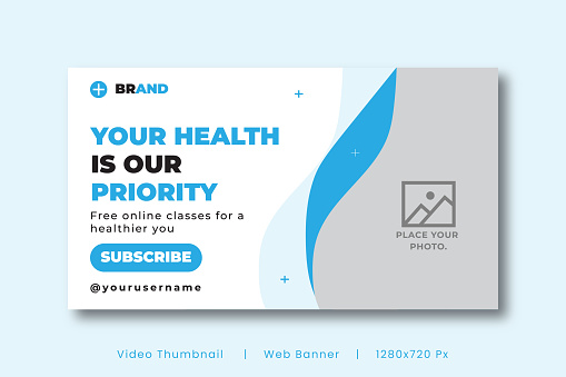 Medical healthcare web banner template and video thumbnail. Editable promotion banner design. Dental hospital clinic social media layout